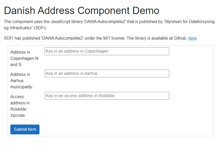 Danish Address Blazor Component